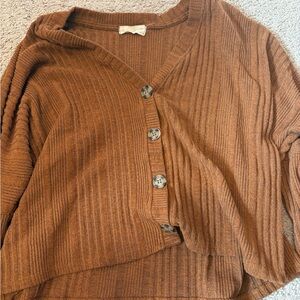 Altar'd State Brown Ribbed Cardigan